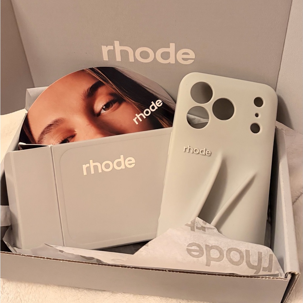RHODE Silicone Phone Case in Light Gray with Embossed Logo
